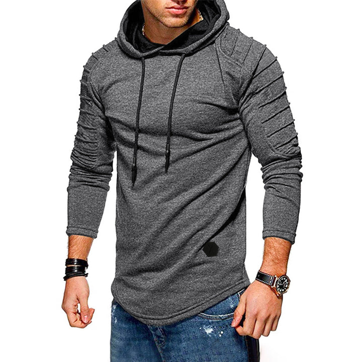 Men's Longline Hoodie with Padded Panel Sleeves and Tailored Slim Fit Hudson & Parker