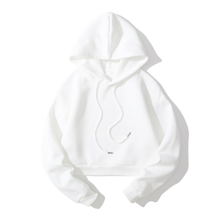 Women's cropped hoodie with soft fleece interior and elastic ribbed hem Hudson & Parker