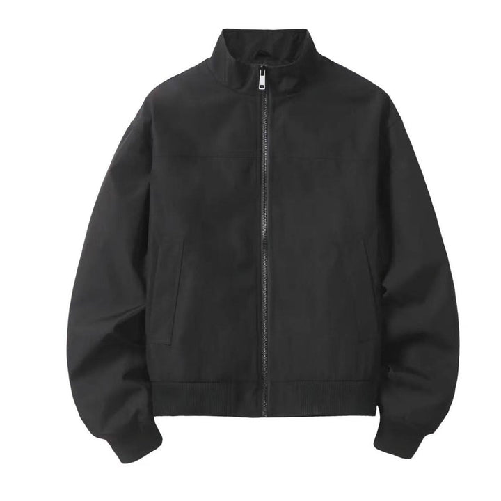 Men's Minimalist Utility Zip Bomber Jacket with High Collar and Concealed Pockets Hudson & Parker