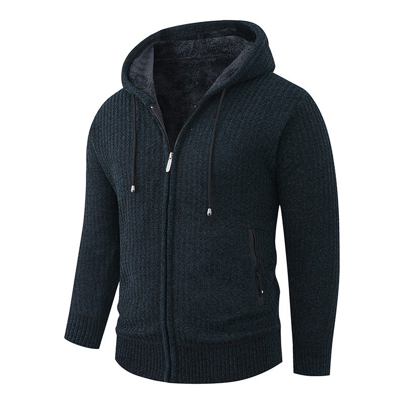 Men's Hoodie Cardigan with Teddy Lining and Full Zip Hudson & Parker