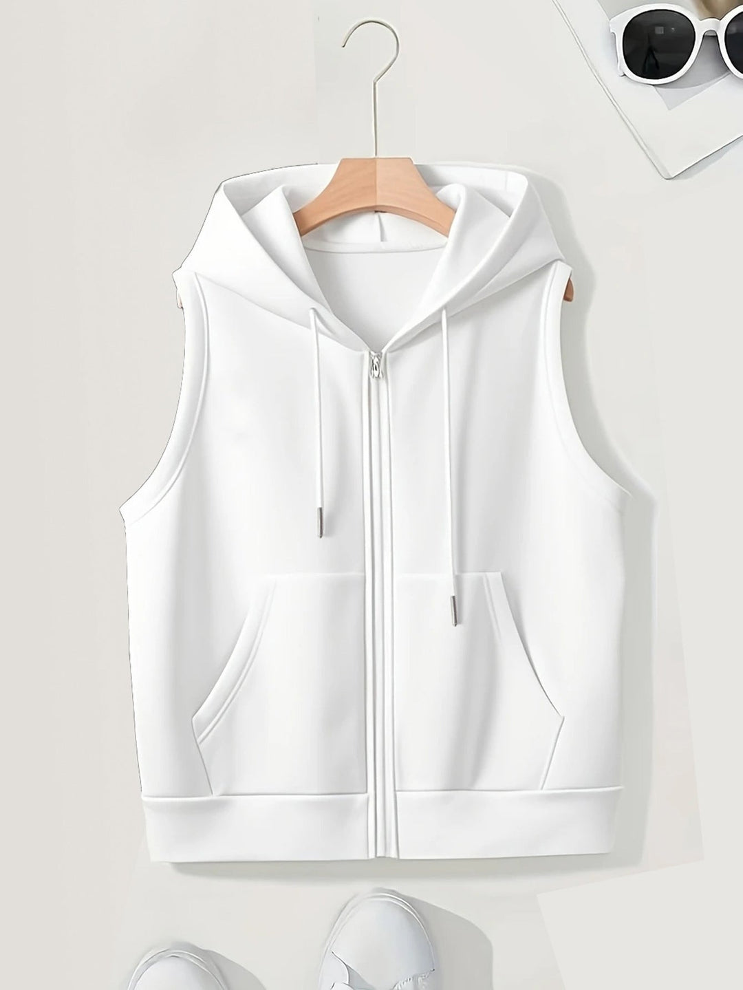 Ladies sporty hooded vest with zipper and practical pockets Hudson & Parker