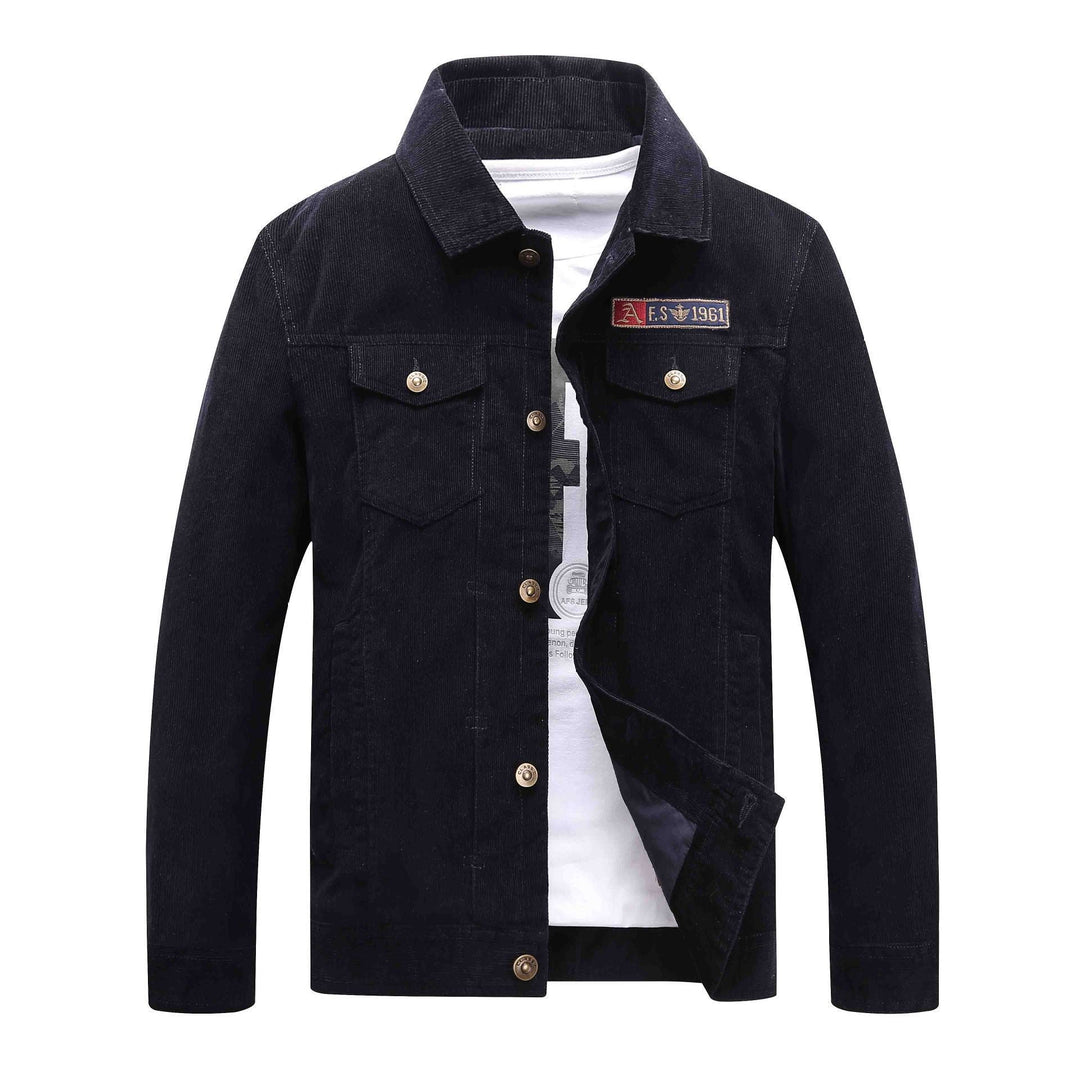 Men's trucker cord jacket with teddy lining and patch chest pockets Hudson & Parker