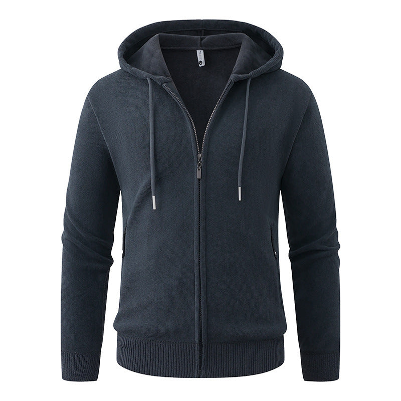 Men's Hooded Fleece Jacket with Full Zip and Ribbed Cuffs Hudson & Parker