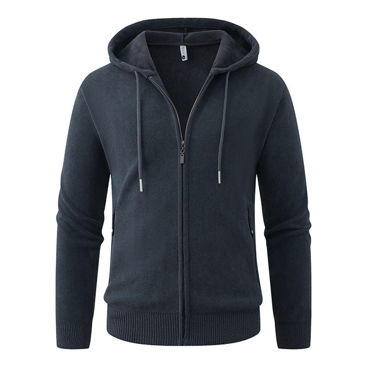 Men's Hooded Fleece Jacket with Full Zip and Ribbed Cuffs Hudson & Parker