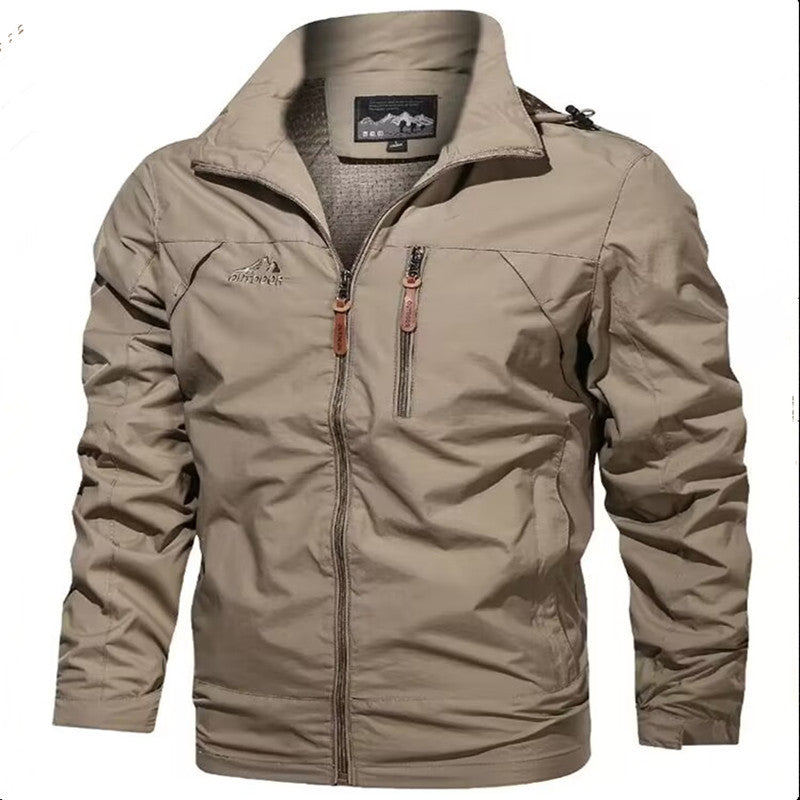 Men's Lightweight Waterproof Hooded Outdoor Jacket with Chest Pocket and Adjustable Cuffs Hudson & Parker