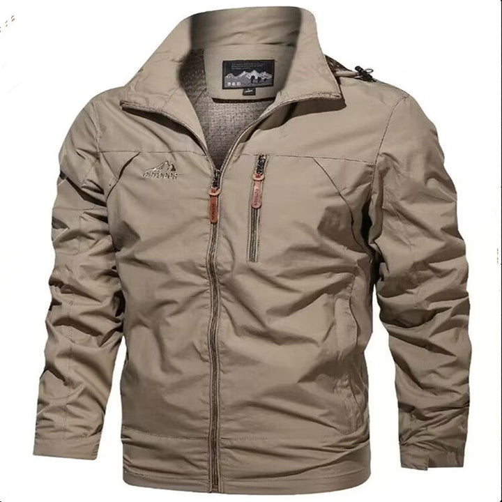 Men's Lightweight Waterproof Hooded Outdoor Jacket with Chest Pocket and Adjustable Cuffs Hudson & Parker