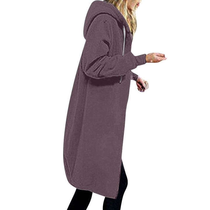 Women's longer oversized hoodie coat with rounded hem and zip pockets Hudson & Parker