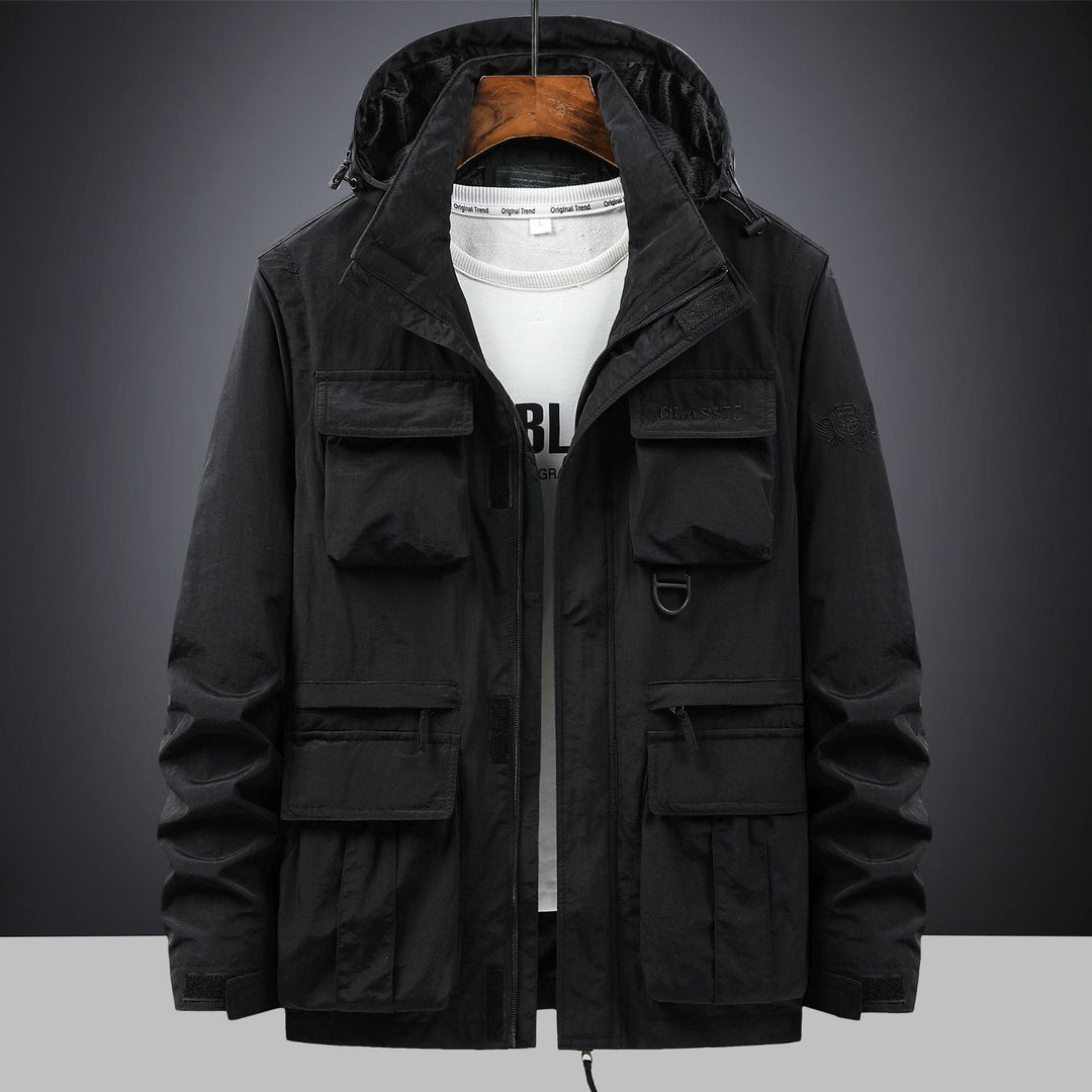 Men's tactical hooded field parka with multi-pocket utility front and D-ring Hudson & Parker