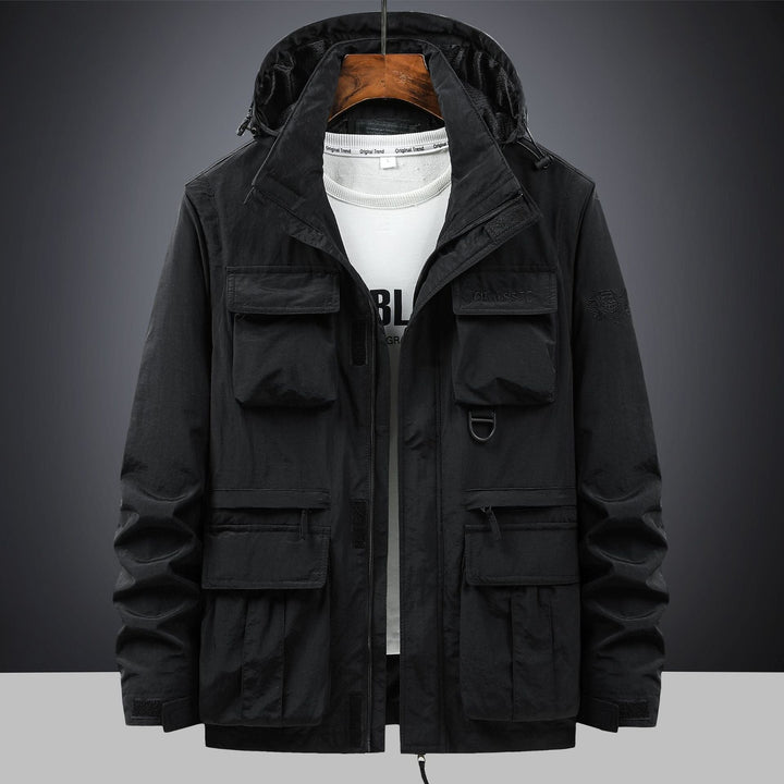 Men's tactical hooded field parka with multi-pocket utility front and D-ring Hudson & Parker