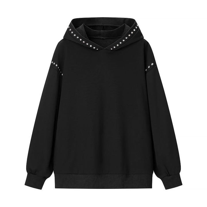 Women's Oversized Hoodie with Studded Trim and Ribbed Cuffs Hudson & Parker