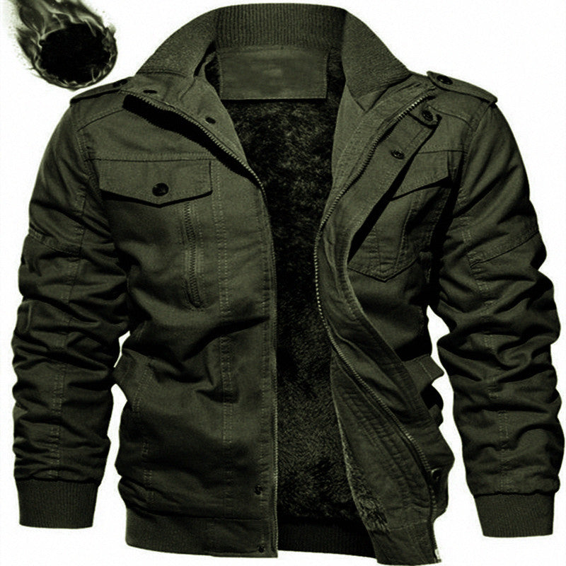 Men's Insulated Canvas Field Jacket with Teddy Lining and Shoulder Flaps Hudson & Parker
