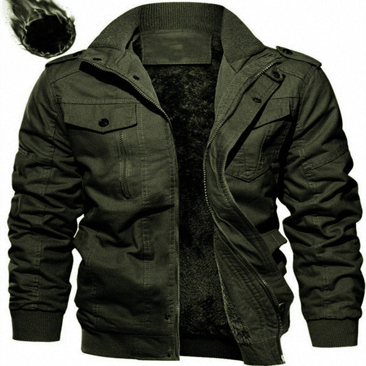 Men's Insulated Canvas Field Jacket with Teddy Lining and Shoulder Flaps Hudson & Parker