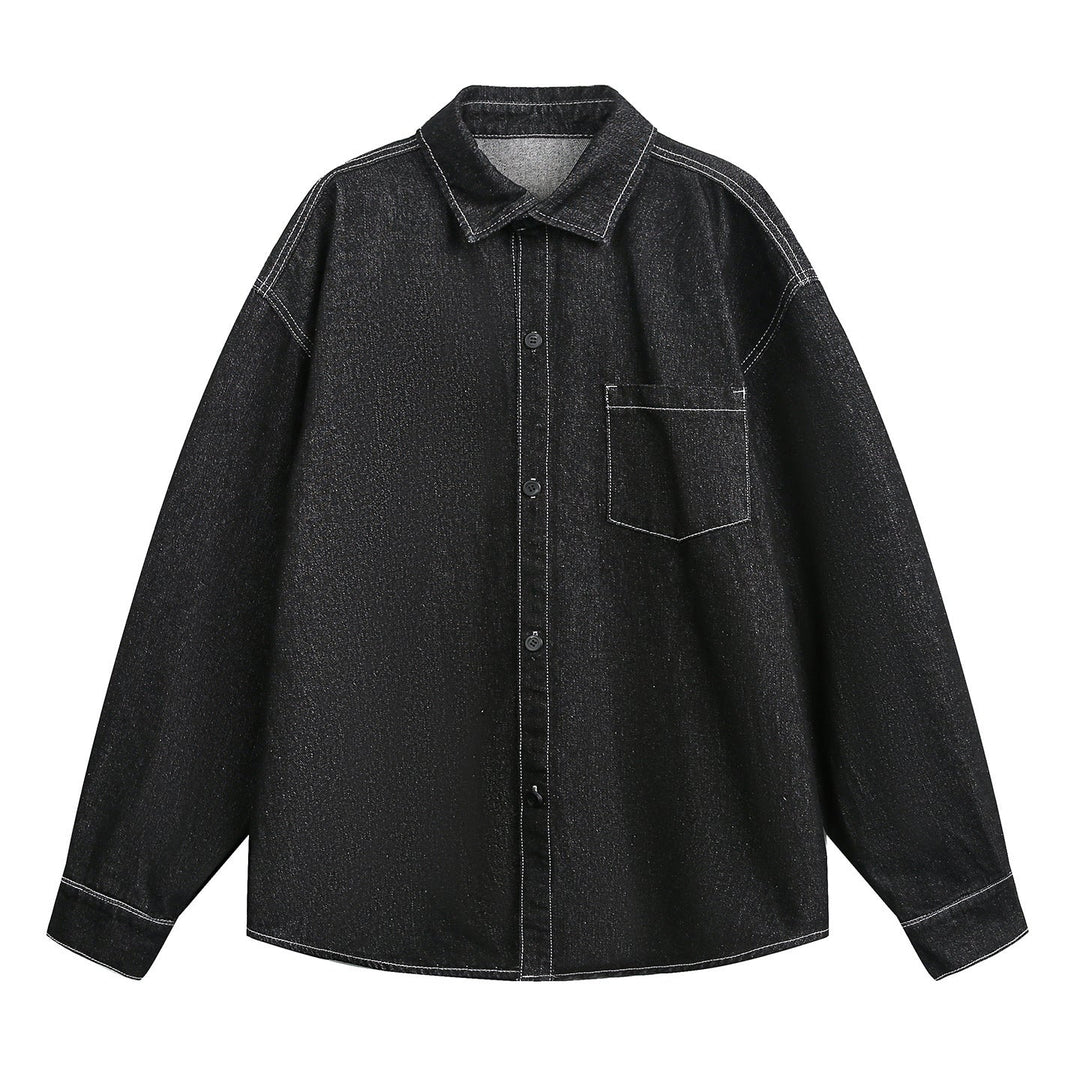 Unisex Oversize Jeans Shirt Jacket with Chest Pocket and Boxy Cut Hudson & Parker