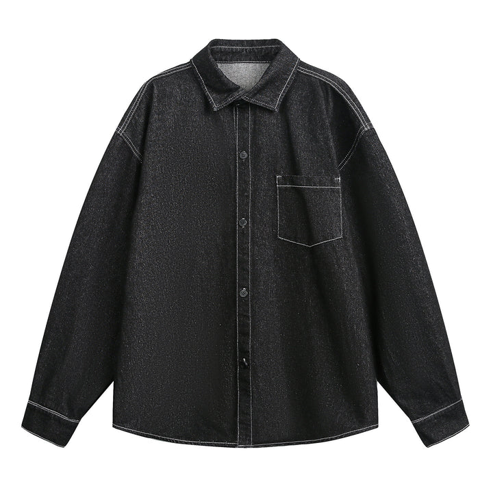 Unisex Oversize Jeans Shirt Jacket with Chest Pocket and Boxy Cut Hudson & Parker