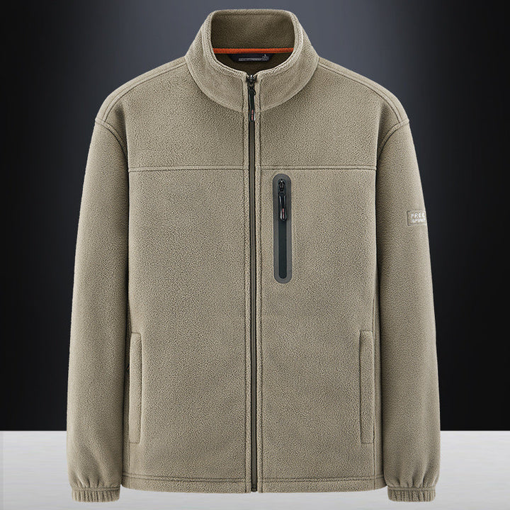 Men's fleece jacket with wind-resistant microfleece, welded chest zipper pocket, and elastic cuffs Hudson & Parker