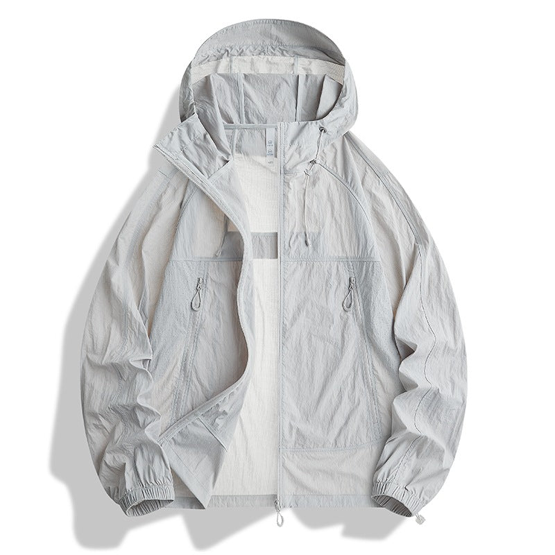 Men's Ultralight Hooded Wind Jacket with Pack Function, Mesh Lining & Zipper Pockets Hudson & Parker