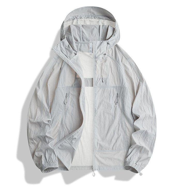 Men's Ultralight Hooded Wind Jacket with Pack Function, Mesh Lining & Zipper Pockets Hudson & Parker