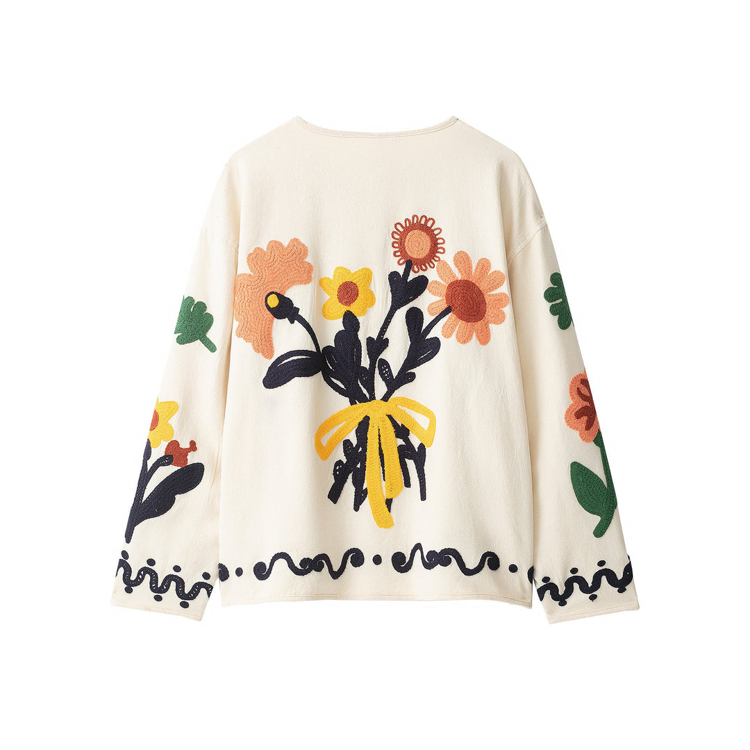 Women's Oversize Sweatshirt with Floral Chenille Embroidery Hudson & Parker