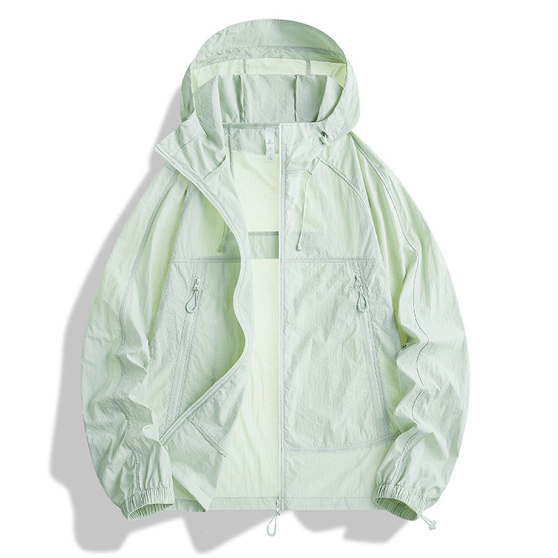 Men's Ultralight Hooded Wind Jacket with Pack Function, Mesh Lining & Zipper Pockets Hudson & Parker