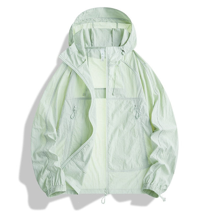Men's Ultralight Hooded Wind Jacket with Pack Function, Mesh Lining & Zipper Pockets Hudson & Parker