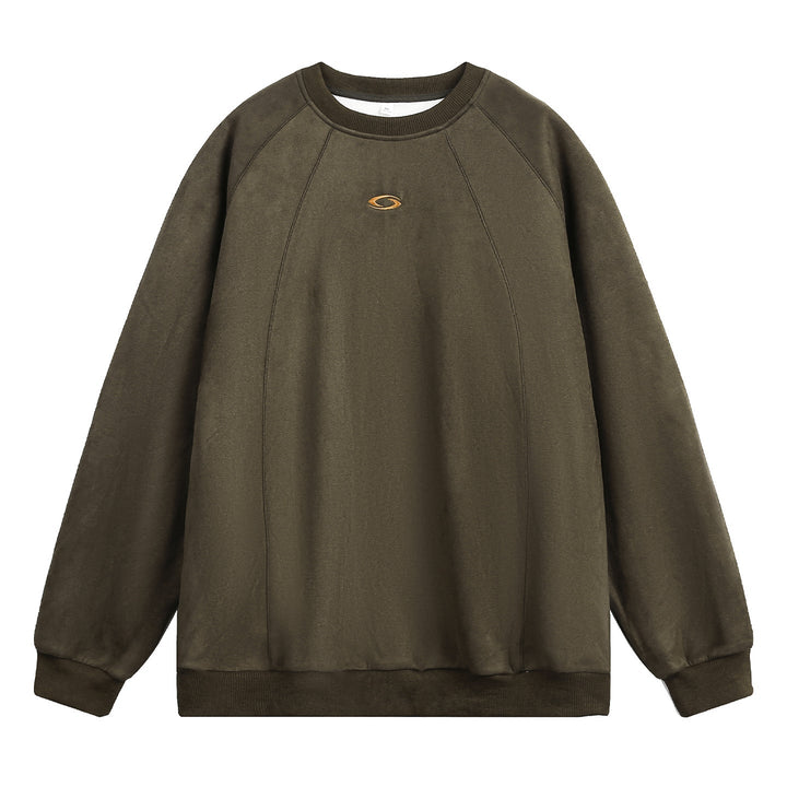Unisex Oversize Round Neck Sweatshirt with Raglan Sleeves, decorative seam panels and minimalist logo embroidery Hudson & Parker