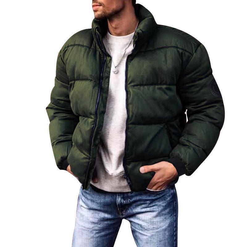 Men's Short Thermal Quilted Jacket with Body Panels, High Stand-up Collar and Elastic Cuffs Hudson & Parker