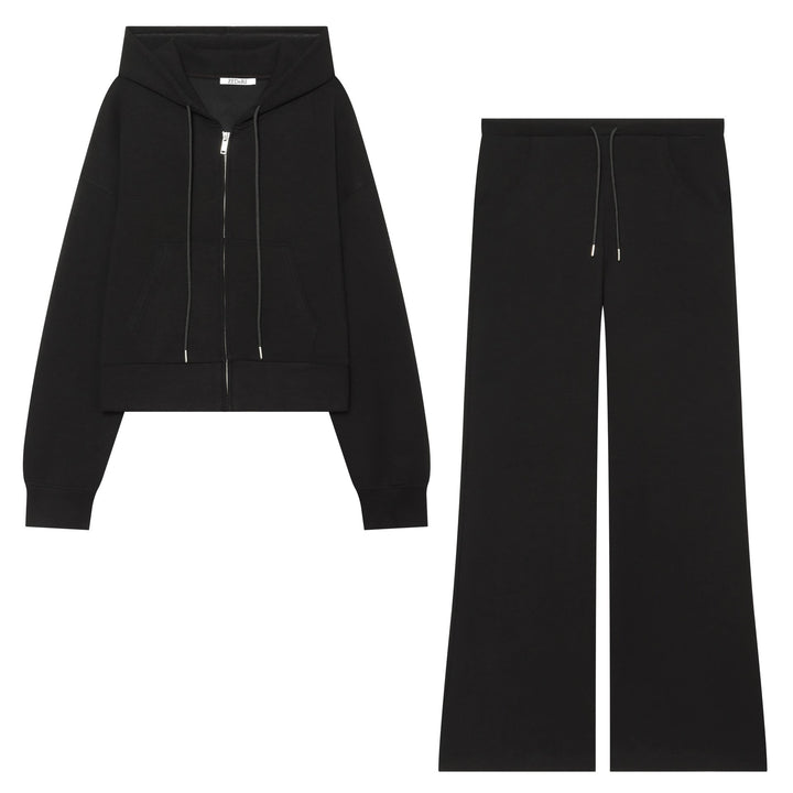 Women's Cropped Sweat Jacket with Metal Zip, Kangaroo Pocket and Oversized Hood Hudson & Parker