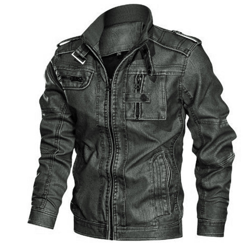 Men's Urban Faux Leather Blouson with Shoulder Epaulettes, Zipper and Utility Pockets Hudson & Parker