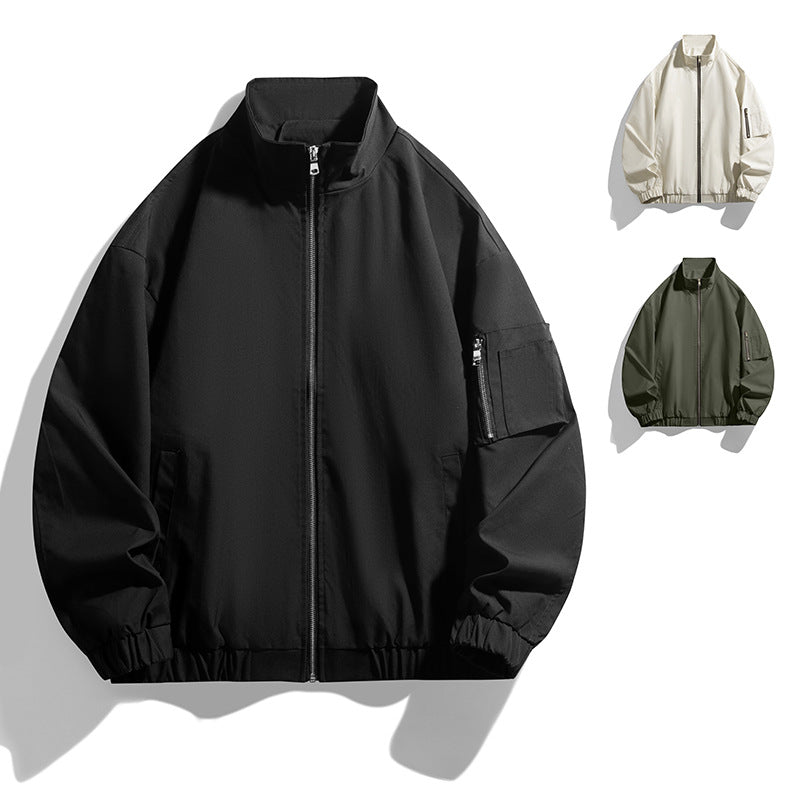 Men's Lightweight Utility Zip Jacket with Stand Collar, Arm Pocket and Elastic Hem Hudson & Parker