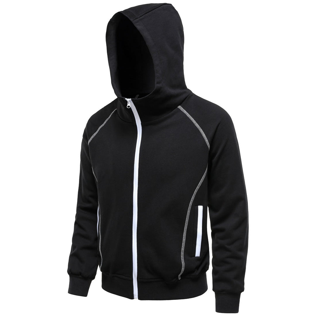 Men's hoodie zip jacket in sporty raglan style with contrast seams and ribbed cuffs Hudson & Parker