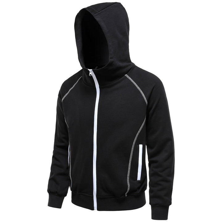 Men's hoodie zip jacket in sporty raglan style with contrast seams and ribbed cuffs Hudson & Parker