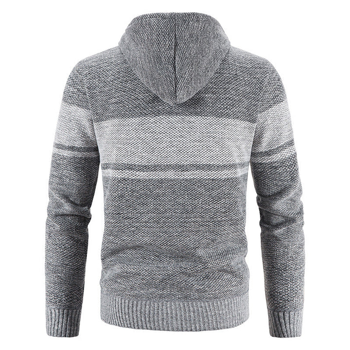 Men's Knitted Hooded Cardigan with Teddy Lining and Full Zip Hudson & Parker