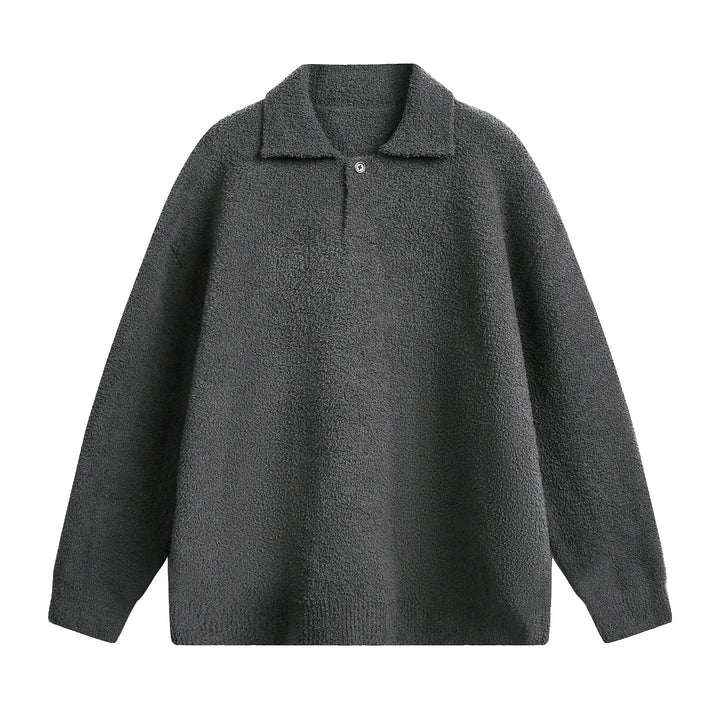 Unisex Fleece Polo Pullover with Button Collar and Teddy Structure Hudson & Parker
