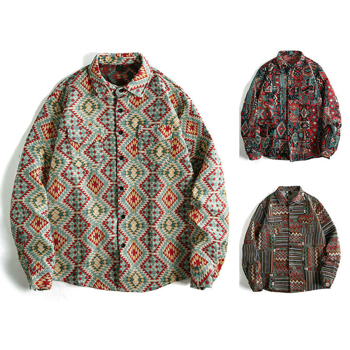Men's Patterned Overshirt Jacket in Patchwork Jacquard Hudson & Parker