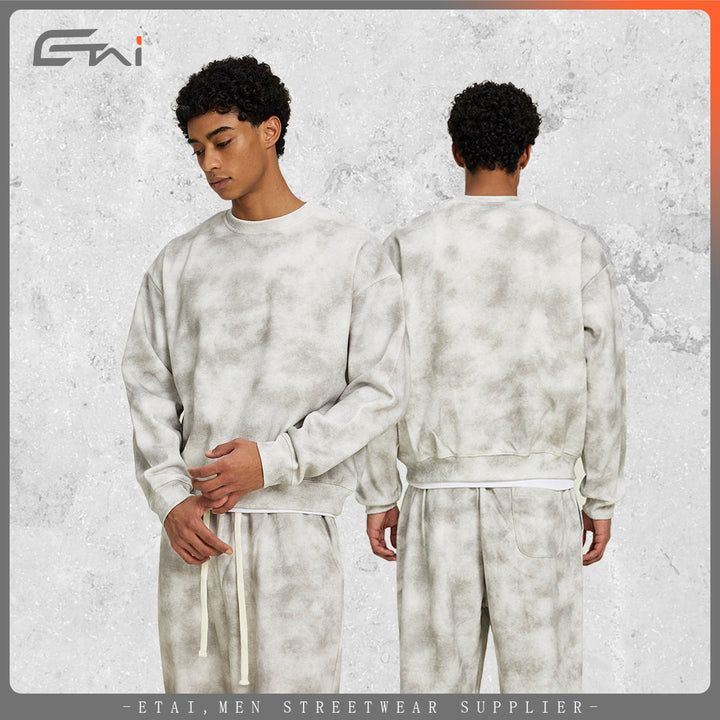 Unisex Oversized Sweatshirt with faded fog look and round neckline Hudson & Parker