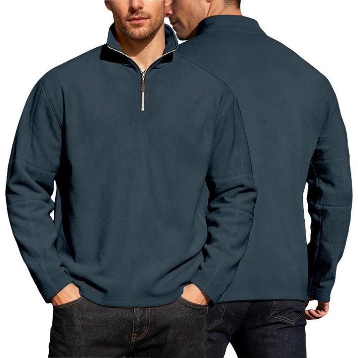 Men's lightweight microfleece performance pullover with short zipper raglan sleeves and shaping seams Hudson & Parker