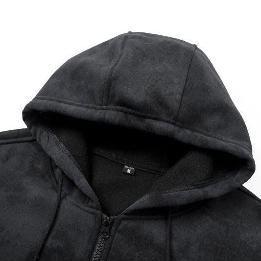 Unisex Oversized Hooded Zip Jacket made of heavy French Terry with Kangaroo Pockets Hudson & Parker