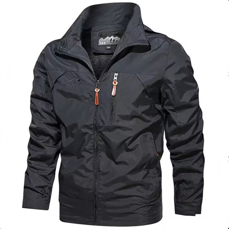 Men's Lightweight Waterproof Hooded Outdoor Jacket with Chest Pocket and Adjustable Cuffs Hudson & Parker