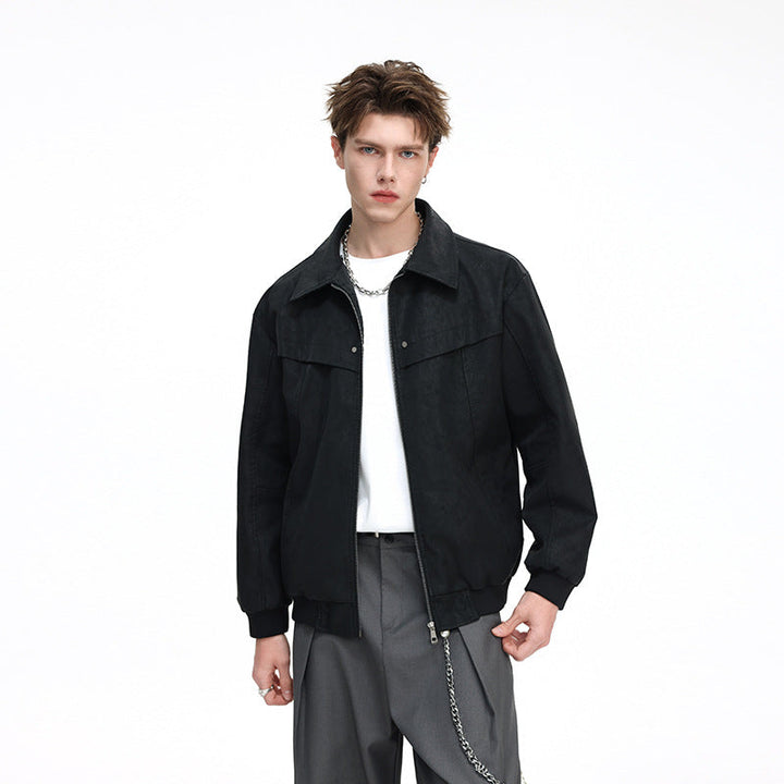 Men's Lightweight Harrington Jacket in Overshirt Style with Ribbed Cuffs Hudson & Parker