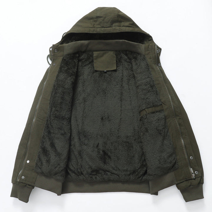 Men's Windproof Canvas Jacket with Teddy Lining and Hood Hudson & Parker