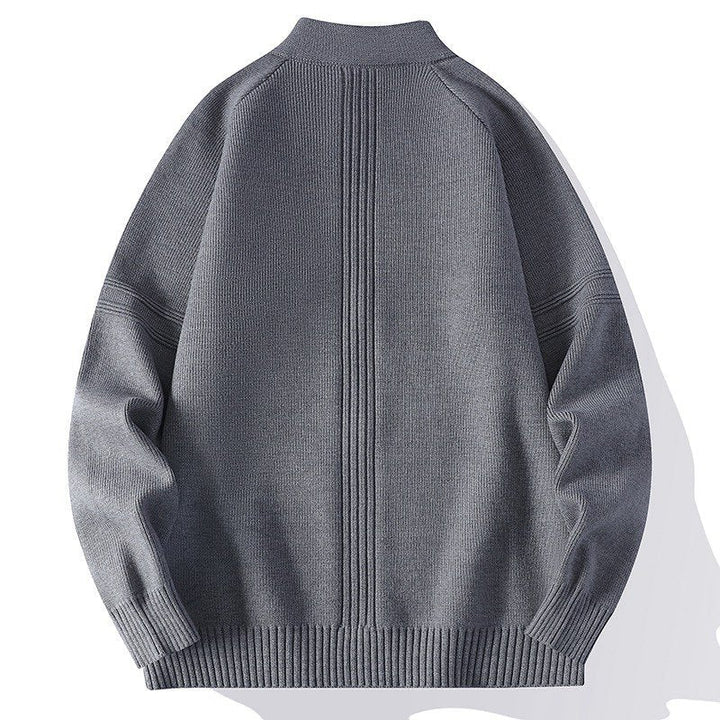 Men's Oversize Fine Knit Zip Jacket with Stand Collar, Raglan Sleeves and Ribbed Finish Hudson & Parker