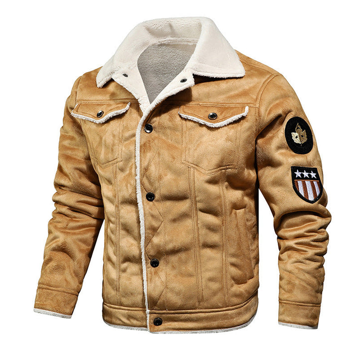 Men's pilot jacket with lambskin look and Sherpa lining Hudson & Parker