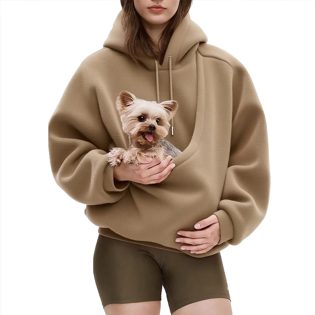 Women’s Oversize Sherpa Hoodie with Integrated Pet Pocket Design Hudson & Parker