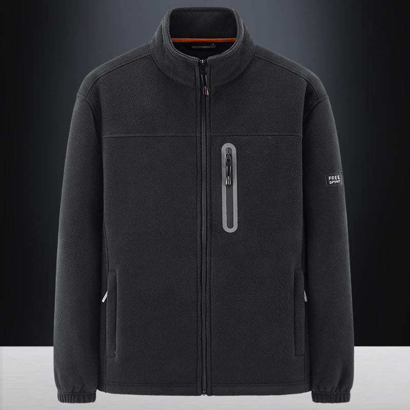 Men's fleece jacket with wind-resistant microfleece, welded chest zipper pocket, and elastic cuffs Hudson & Parker