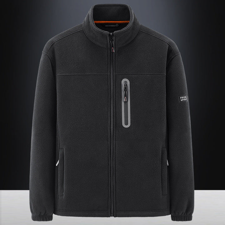 Men's fleece jacket with wind-resistant microfleece, welded chest zipper pocket, and elastic cuffs Hudson & Parker
