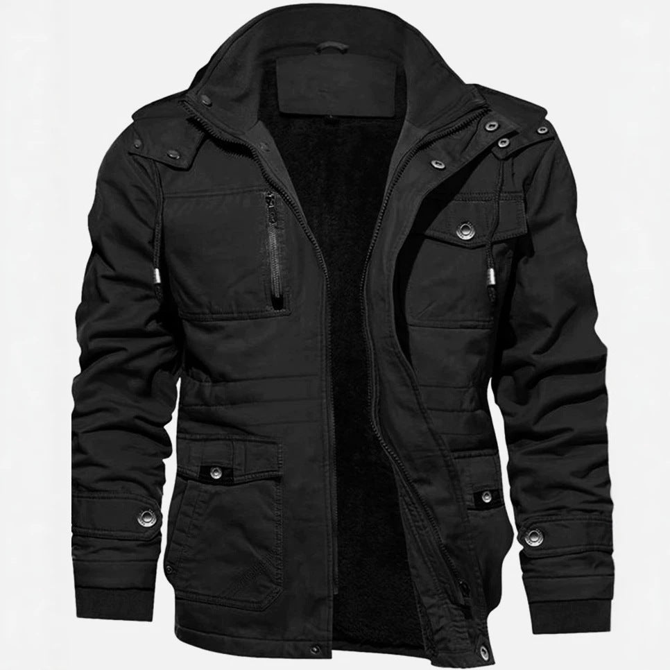 Men's thermal field jacket with teddy lining, hood, and multiple pockets Hudson & Parker