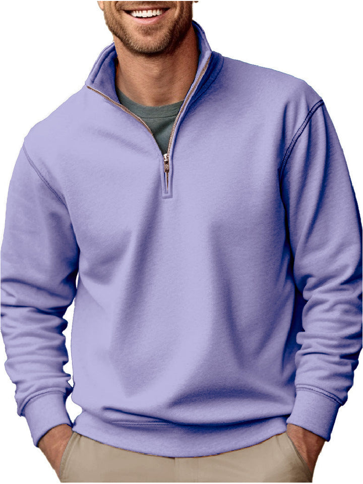Men's half-zip sweatshirt with stand-up collar and soft fleece interior lining Hudson & Parker