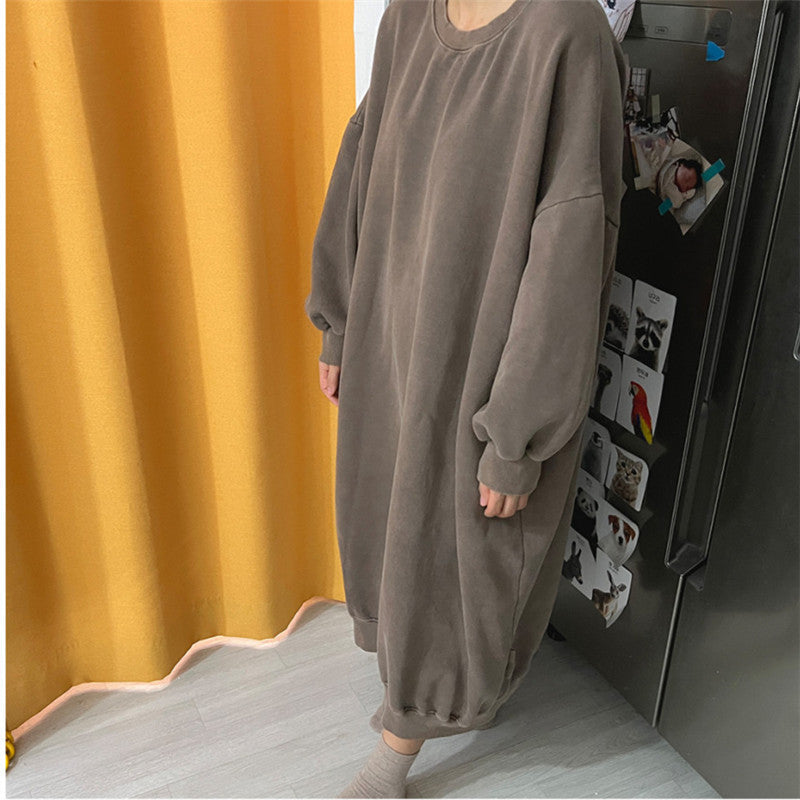 Women's Oversize Balloon Sweat Dress with Raglan Sleeves and Curved Hem Hudson & Parker Fashion