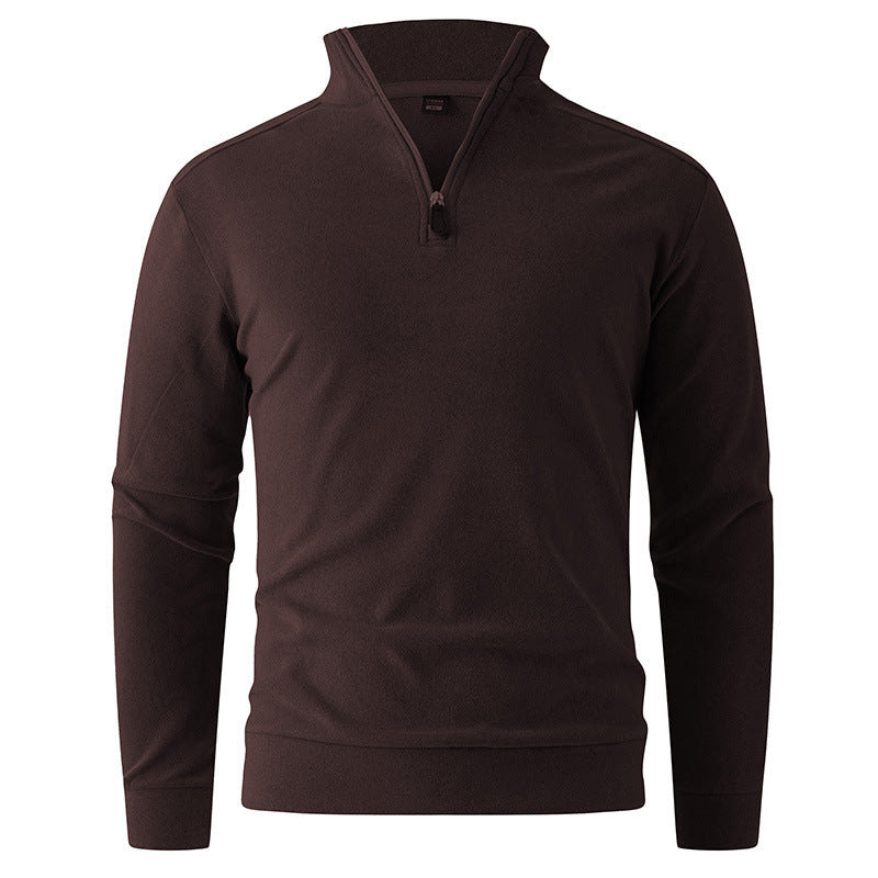 Men's Comfortable Stretch Half-Zip Sweater with Stand-Up Collar and Brushed Inner Lining Hudson & Parker