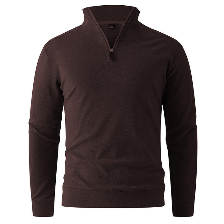 Men's Comfortable Stretch Half-Zip Sweater with Stand-Up Collar and Brushed Inner Lining Hudson & Parker